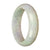 A light lavender Burma jade bangle in a 62mm half-moon shape, untreated and authentic.