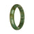A half moon shaped, traditional jade bangle bracelet with a genuine Grade A green pattern.