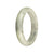 A grey pattern traditional jade bangle bracelet with a half moon shape, measuring 54mm. Certified as untreated.