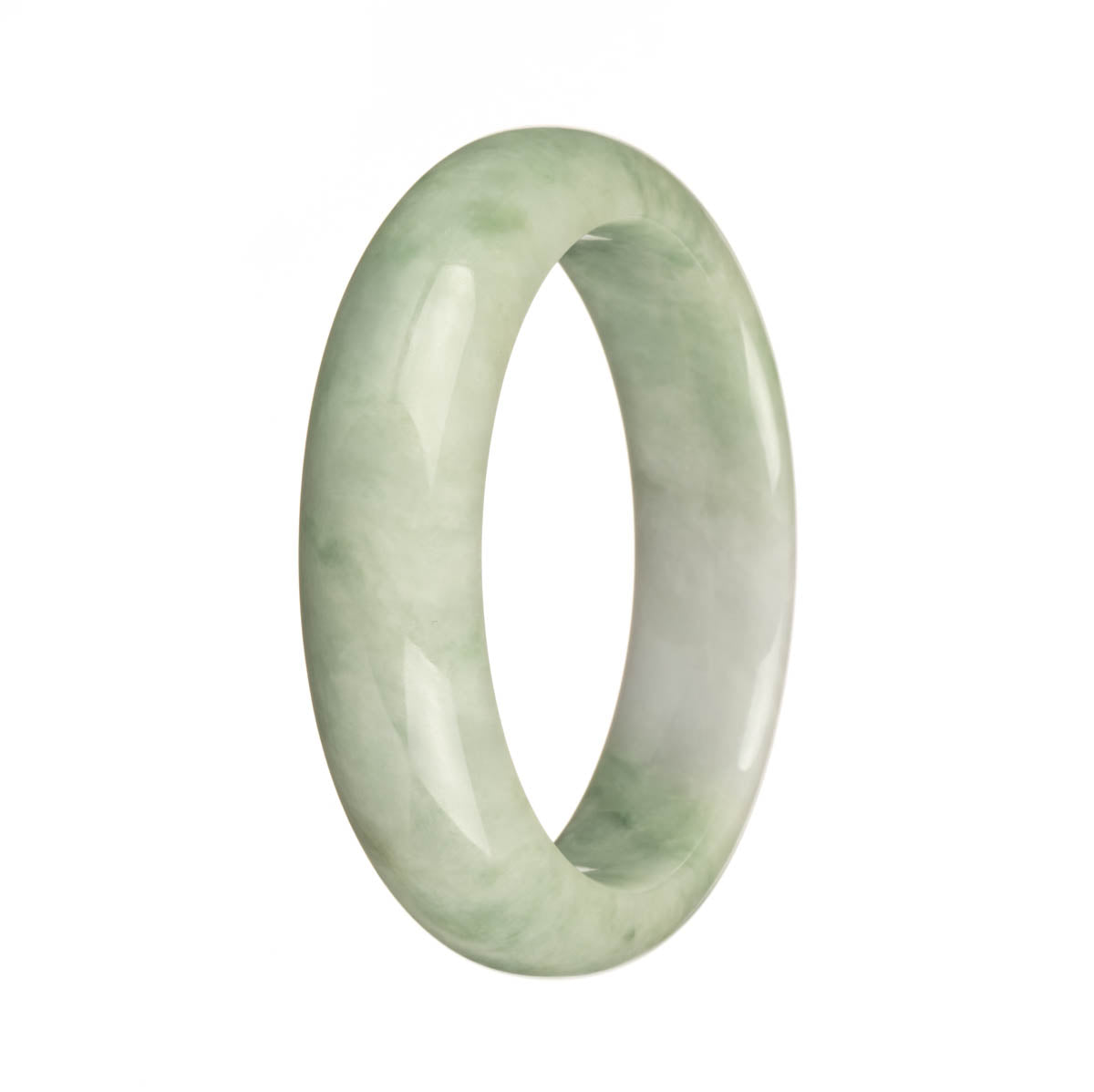 Genuine Untreated Green and Lavender with Apple Green Spots Jadeite Jade Bangle - 57mm Half Moon