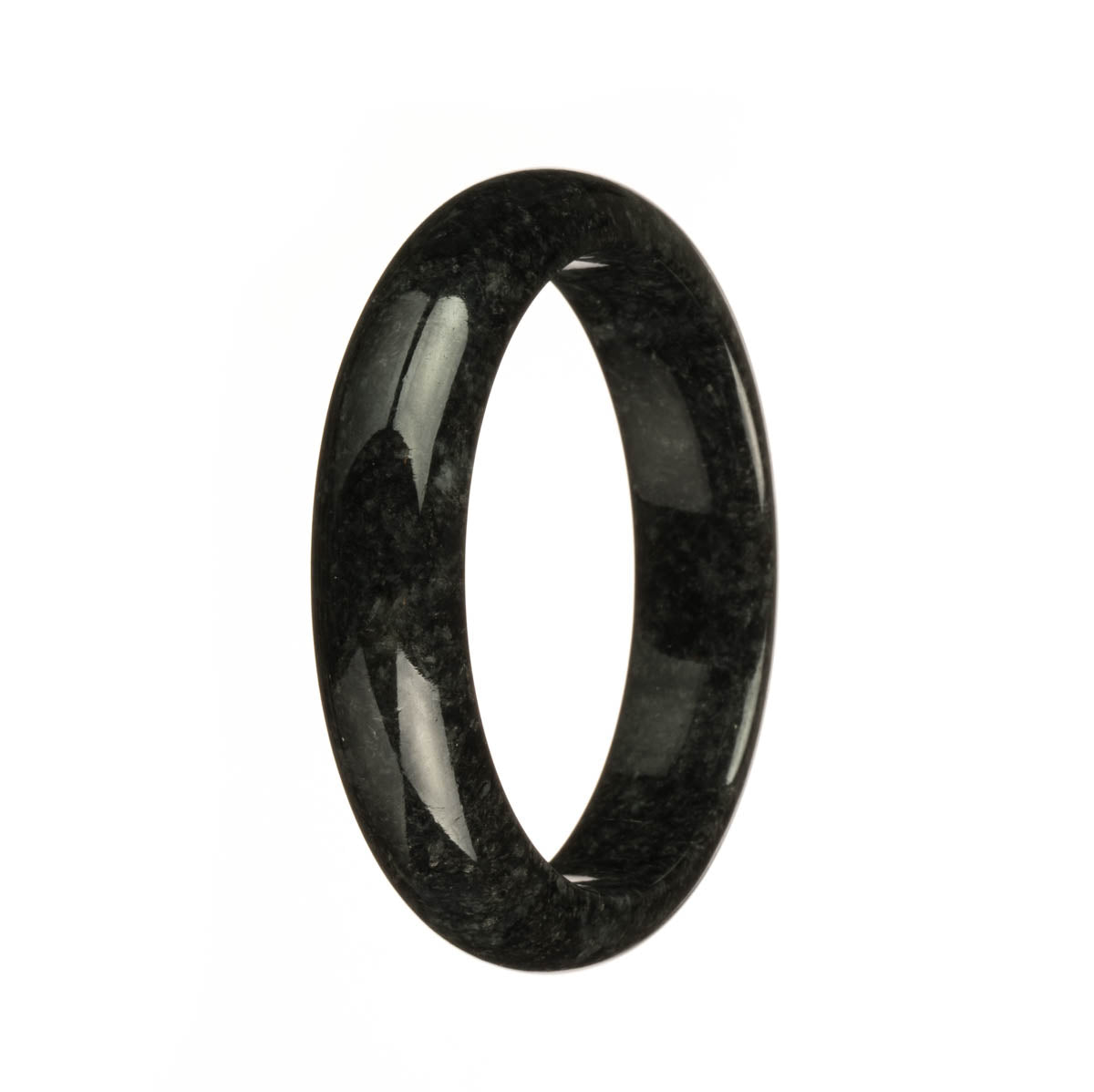 Genuine Grade A Black Jadeite Bangle Bracelet - 55mm Half Moon