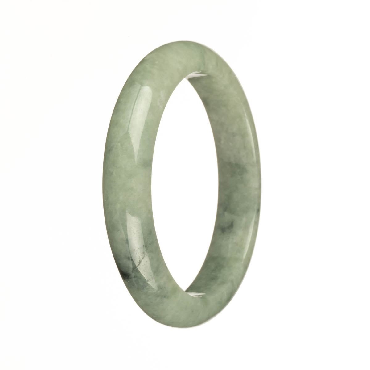 Genuine Natural Green Burma Jade Bangle - 58mm Half Moon