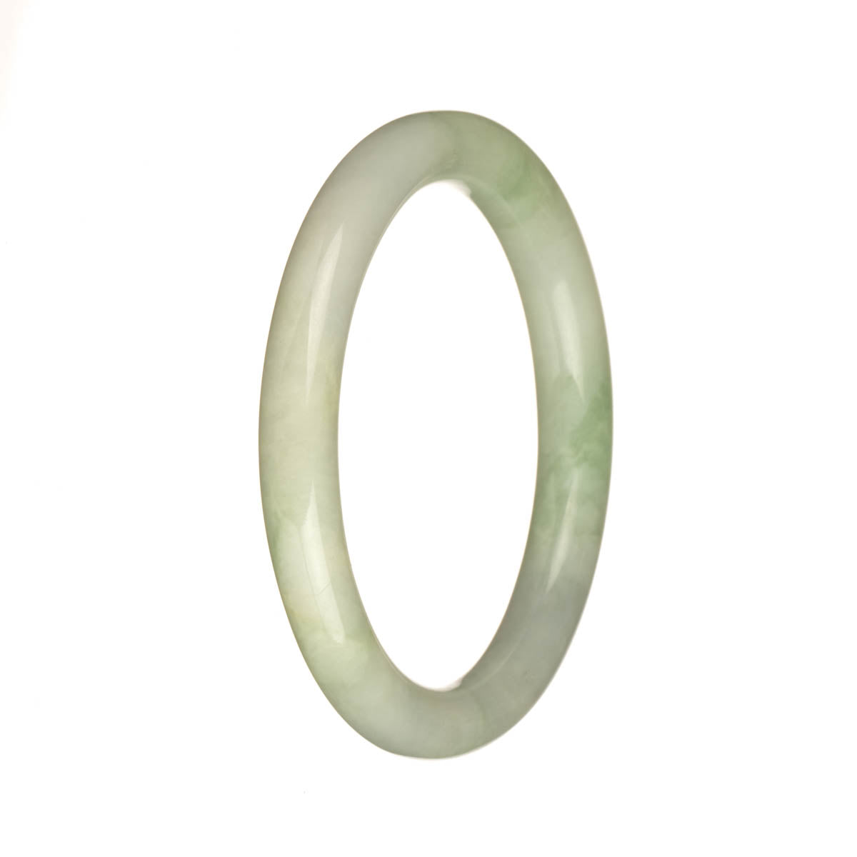 A small round jade bangle in natural light green and pale green colors.