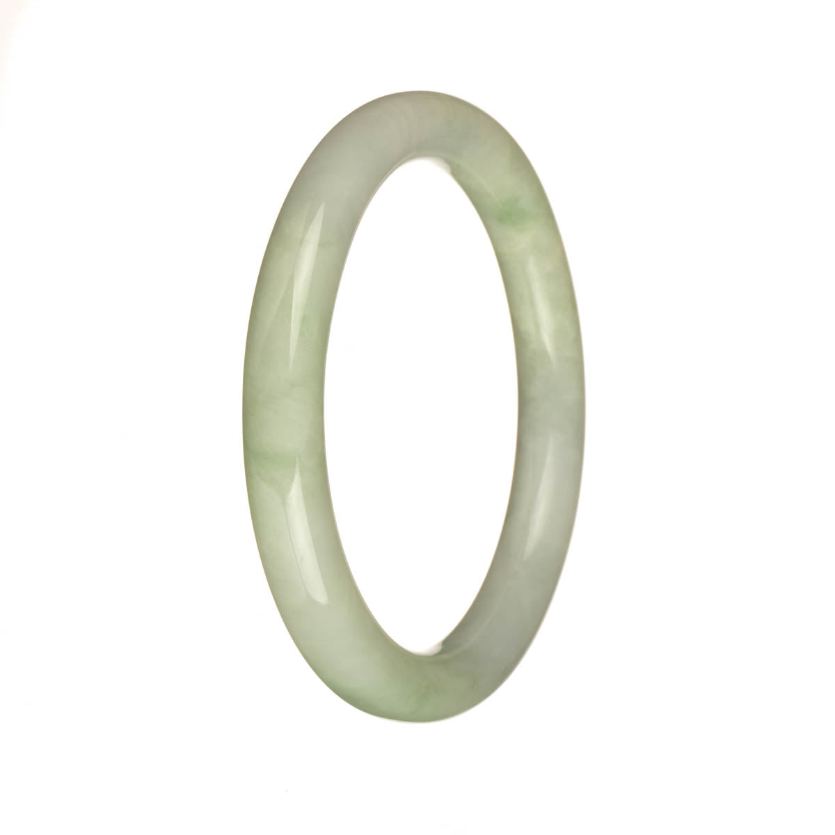 Genuine Grade A Light Green and Pale Green Burmese Jade Bracelet - 55mm Petite Round