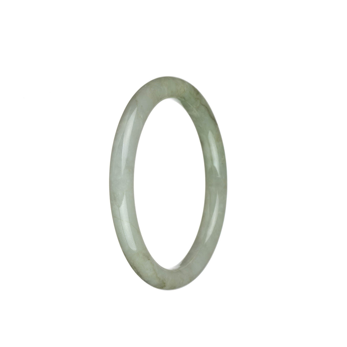 A beautiful pale green and white Burma Jade bangle with petite round shape, perfect for adding a touch of elegance to any outfit.