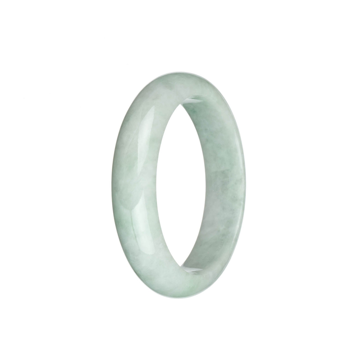 Certified Grade A Plae Green Burma Jade Bracelet - 59mm Half Moon