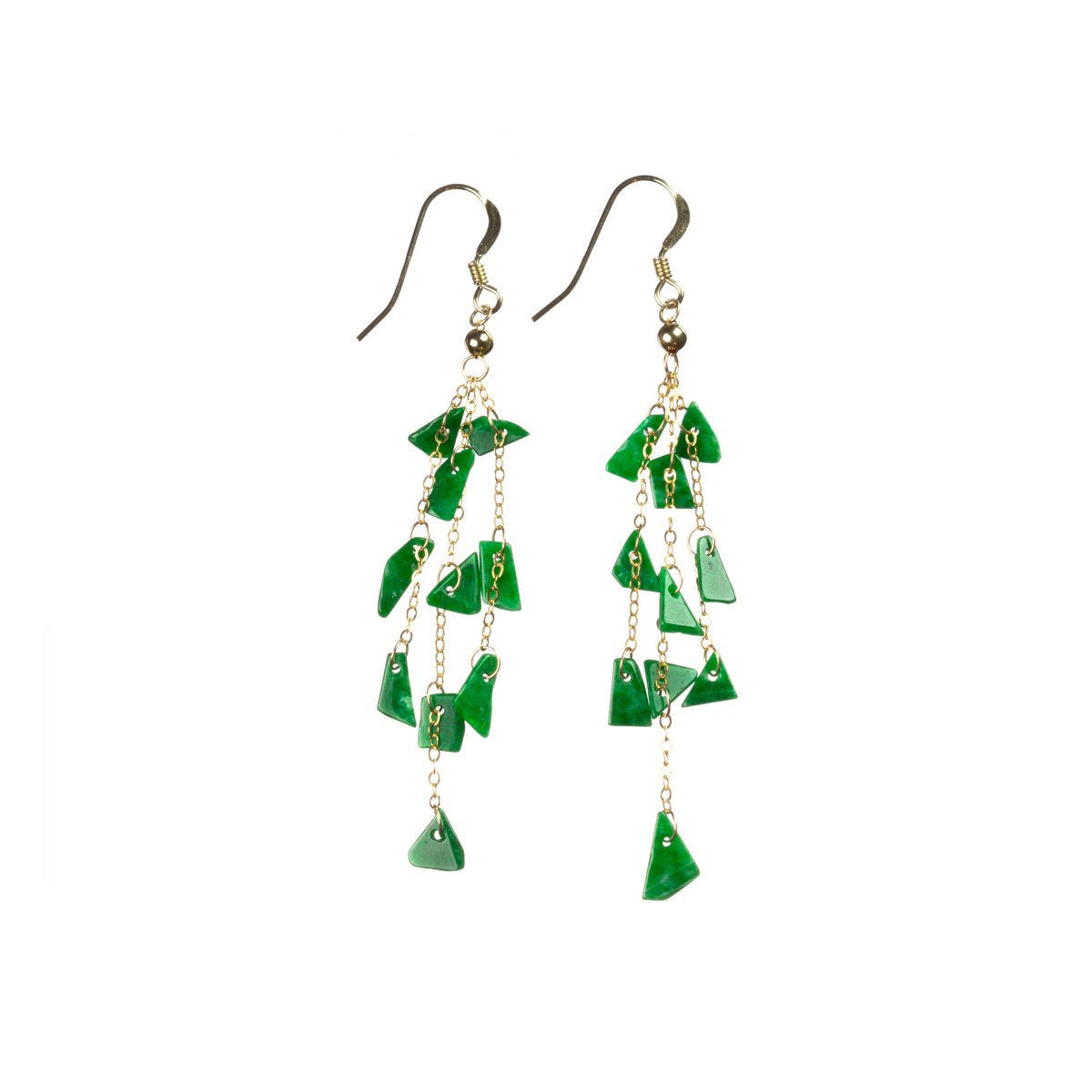 Emerald Green Jade Gold Drop Earrings