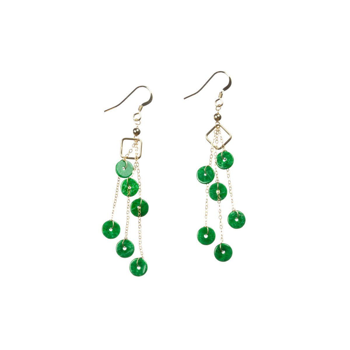 Imperial Green Jade Gold Drop Earrings