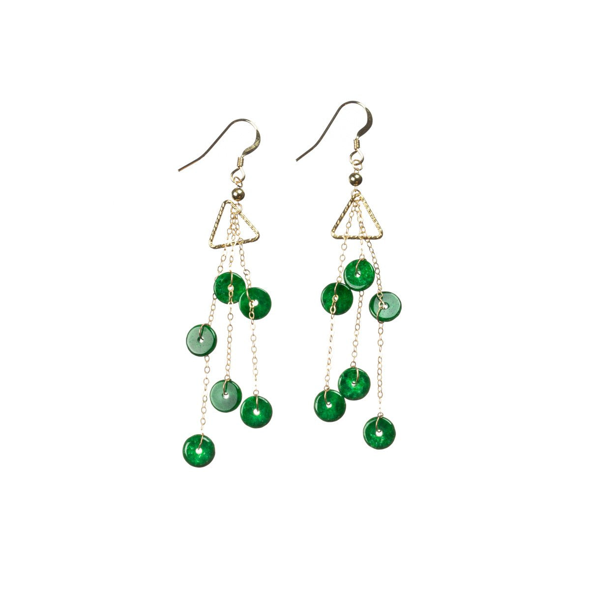 Imperial Green Jade Gold Drop Earrings