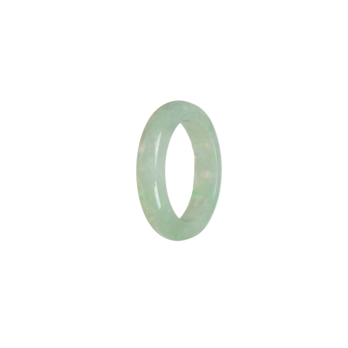 Real Icy White with Apple Green Burma Jade Ring - Size S