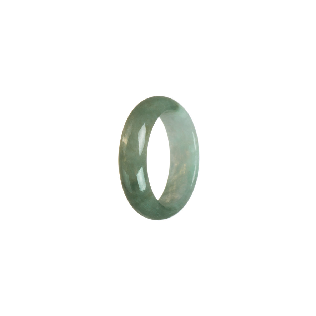 Certified Green with White Burmese Jade Band - Size S 1/2