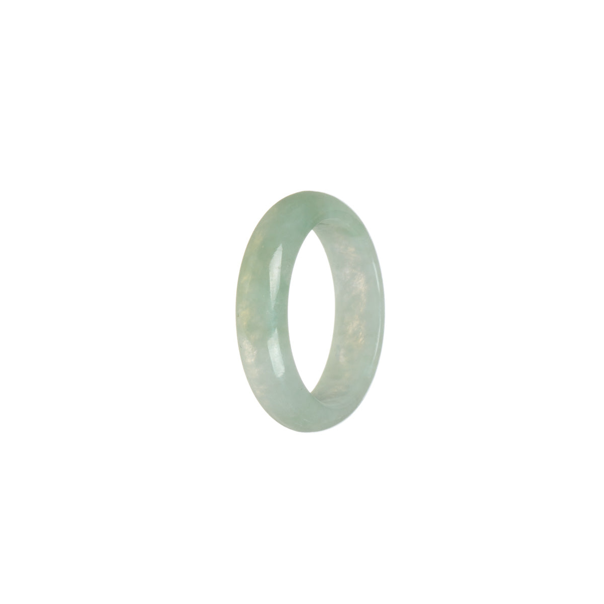 Real White with light green Jadeite Jade Band - Size S 1/2