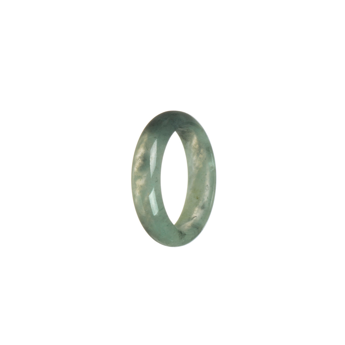 Genuine Olive green with Dark Grey Jadeite Jade Band - Size T