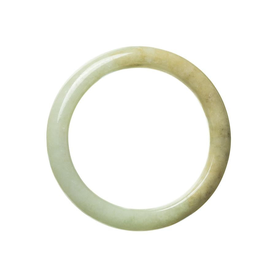 A pale green-brown jade bangle with a semi-round shape, measuring 56mm in size.