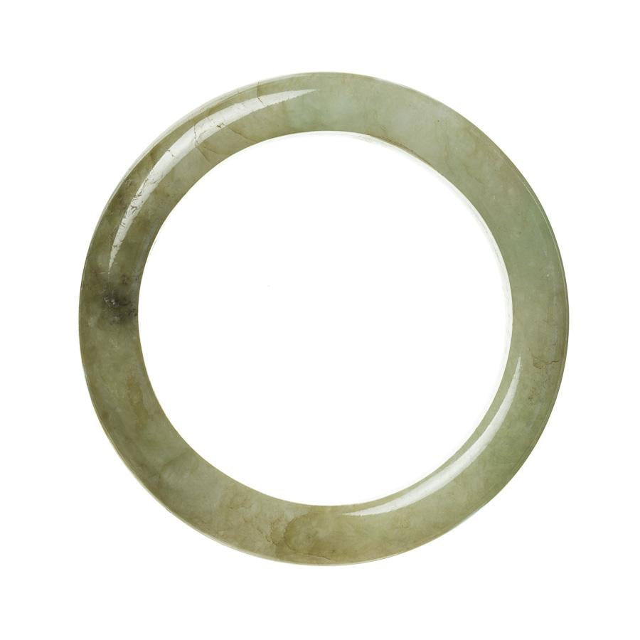 A semi-round, 58mm jade bracelet with a natural, authentic green color. Perfect for adding a touch of traditional style to any outfit.