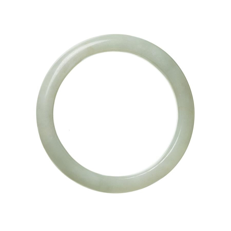 A pale green traditional jade bangle bracelet with a semi-round shape, measuring 59mm in diameter.