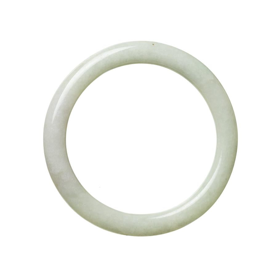 A round, pale green lavender jade bangle bracelet, grade A quality, with a diameter of 60mm. Made by MAYS, this bracelet exudes authenticity and elegance.