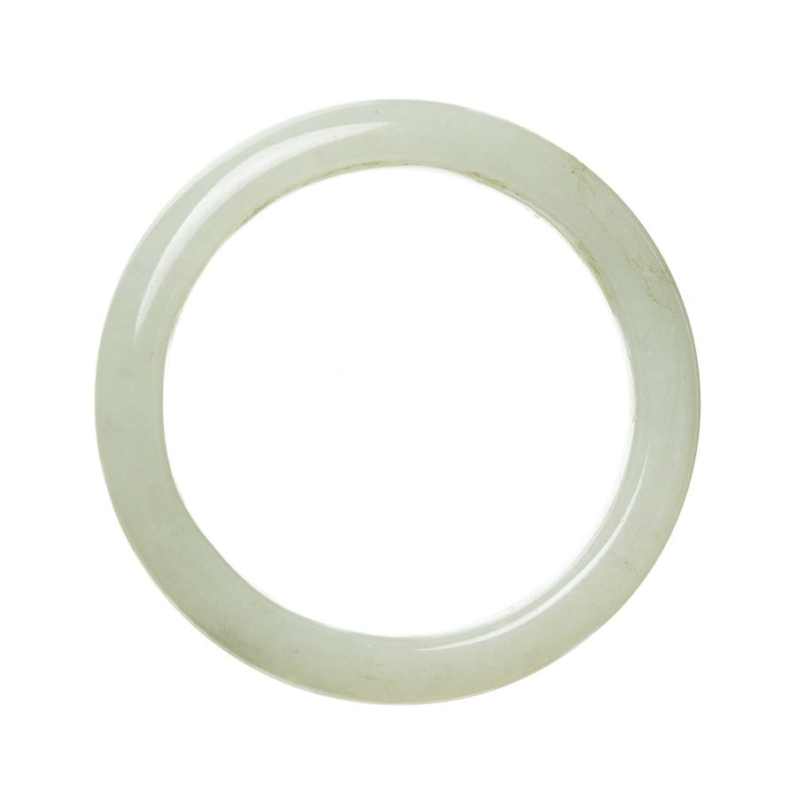 An untreated pale green jadeite jade bangle bracelet, certified and measuring 59mm in a semi-round shape. Sold by MAYS.