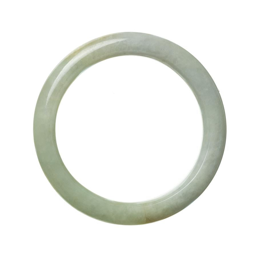 An image of an authentic Type A Green Burmese Jade Bracelet with a semi-round shape, measuring 57mm in diameter. The bracelet is made by MAYS™.