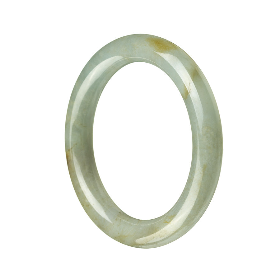 A round, untreated grey green traditional jade bracelet with a diameter of 53mm.