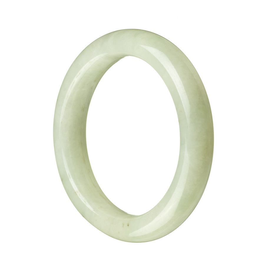 A beautiful milk jade bangle with a half-moon shape, made from genuine Grade A milk jade. Sold by MAYS GEMS.