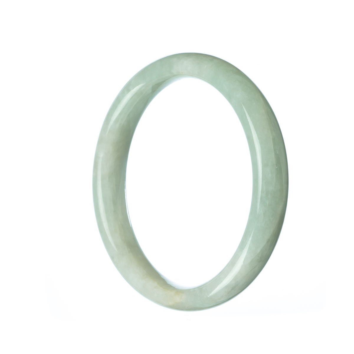 A vibrant green jadeite bangle bracelet with a semi-round shape, measuring 58mm in size.