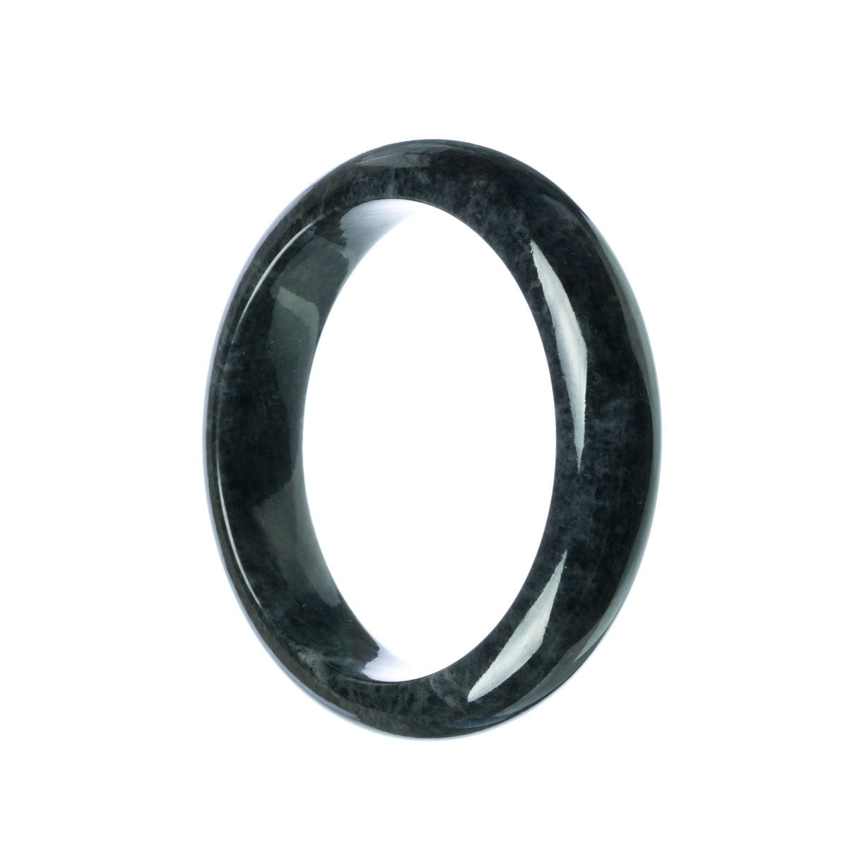 A black jade bracelet with a half moon design, showcasing the natural beauty of real black jade.