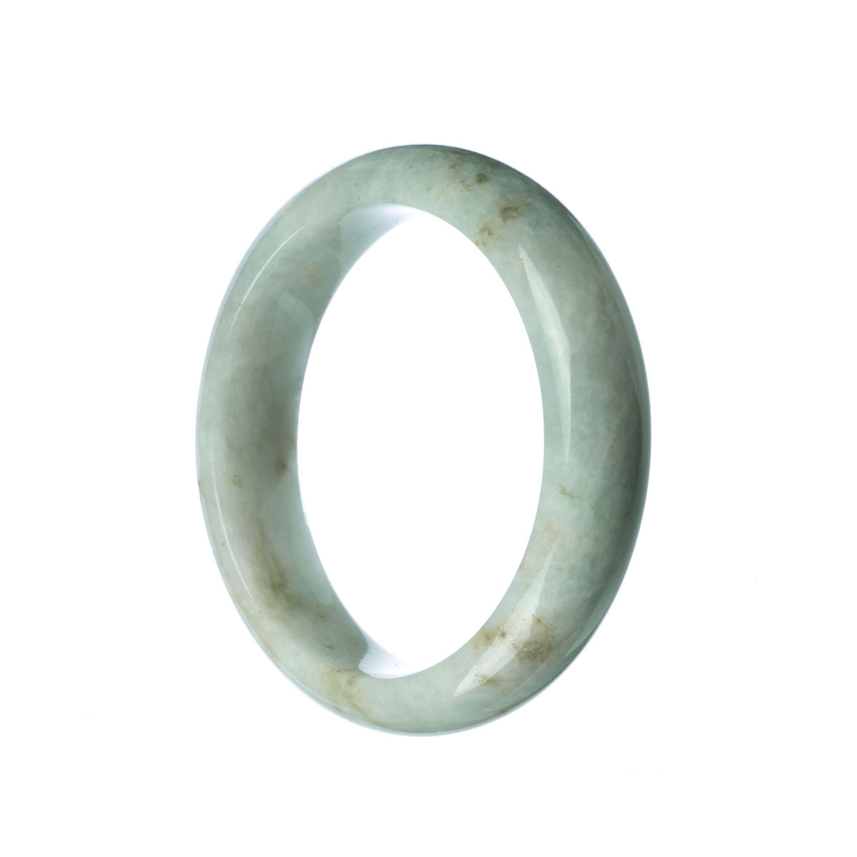 A round, white jade bangle bracelet, handcrafted with care and showcasing the timeless beauty of traditional jade.