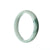 A close-up image of a genuine Type A pale green jadeite jade bangle bracelet. The bracelet has a 57mm diameter and features a half-moon shape. The brand is MAYS.