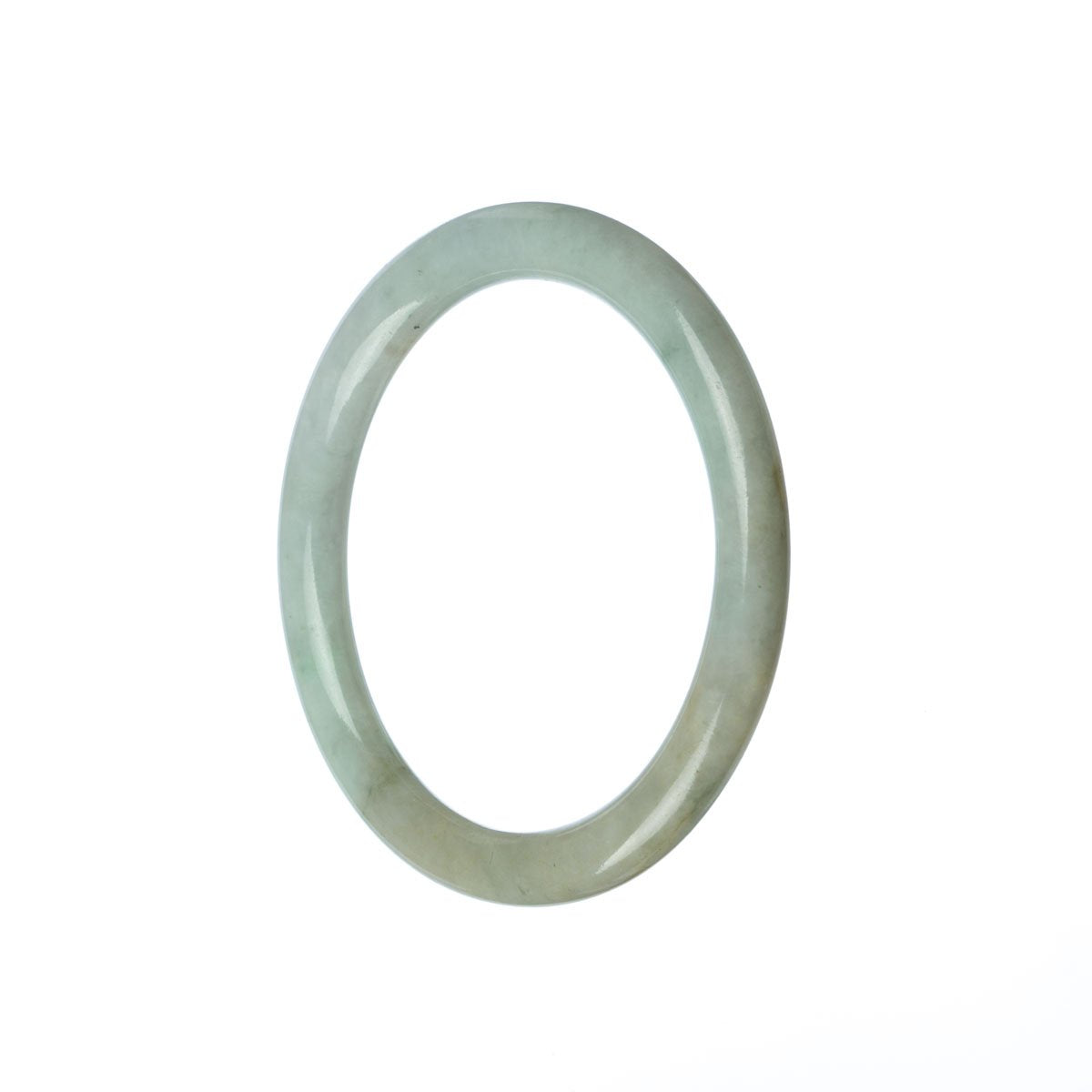 A small, round white jade bangle made of high-quality Grade A material. Perfect for those with petite wrists. Sold by MAYS GEMS.