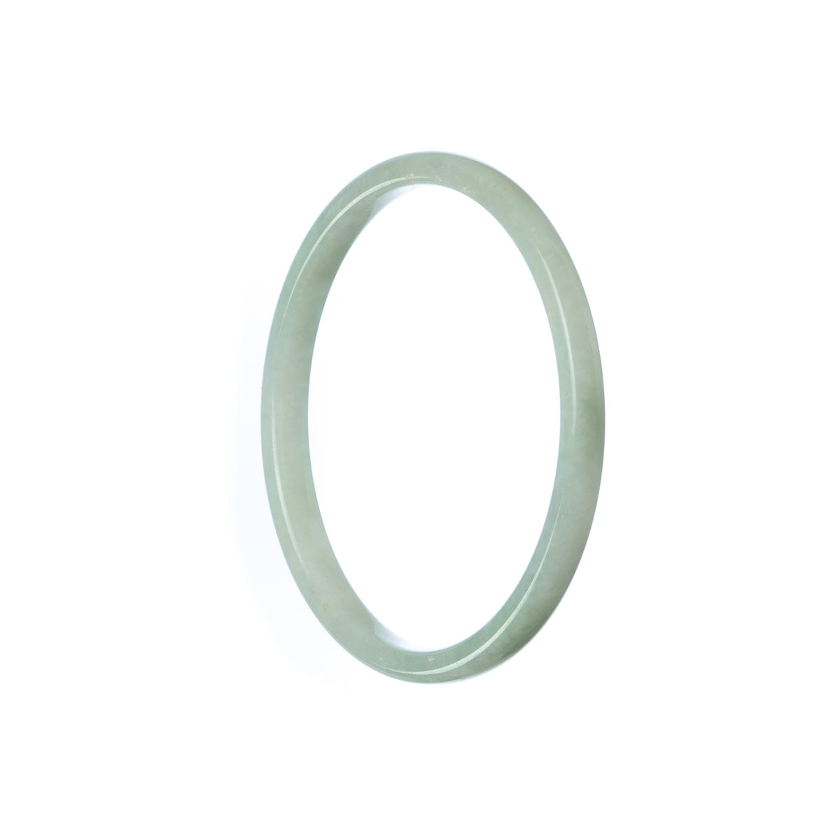 A pale green Burma jade bangle bracelet with a thin design, crafted from genuine Grade A jade.