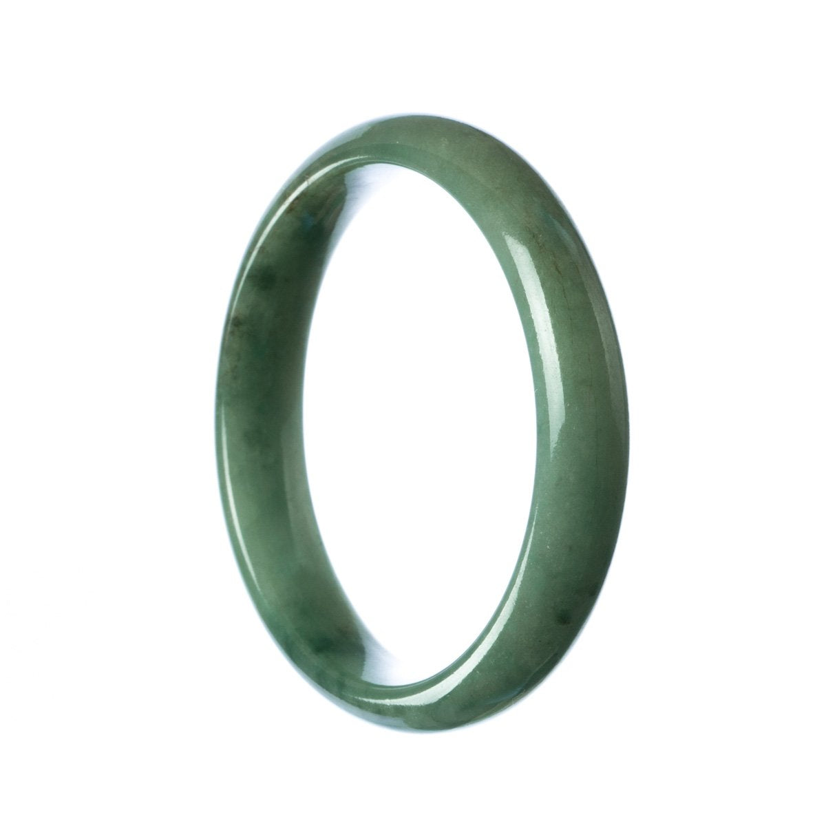 A beautiful half moon shaped, 57mm Real Grade A Green Traditional Jade Bangle by MAYS.