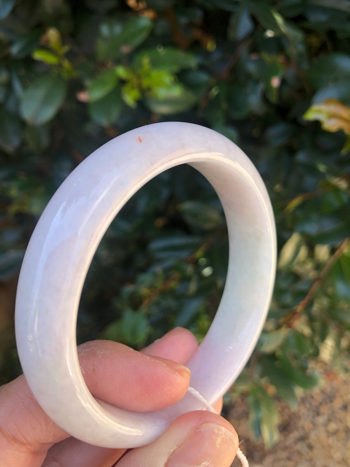 Genuine Grade A Lavender Traditional Jade Bangle Bracelet - 59mm Half Moon